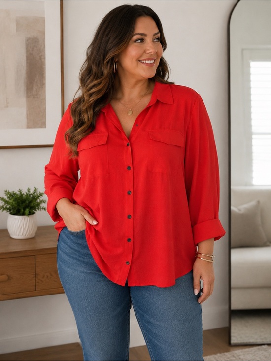 Catherines Tops - Catherines Red Button-Down Shirt. Size 2X. EUC